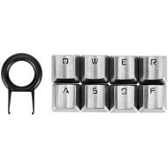 Fitlink FPS & MOBA Gaming Keycaps, WASD Stainless Steel Metal Mechanical Keycap with Key Puller Compatible with Cherry Mx Switch Mechanical Keyboard(QWERASDF,Silver)