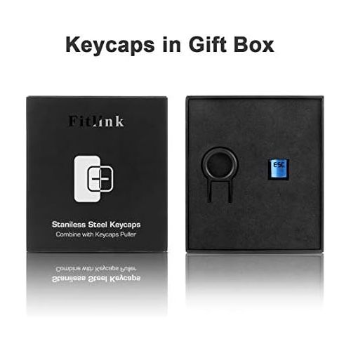  Fitlink Stainless Steel Metal Keycaps with Key Puller for Mechanical Keyboard Cherry Mx Switch(Esc,Blue)