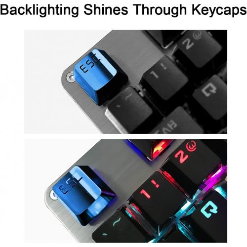  Fitlink Stainless Steel Metal Keycaps with Key Puller for Mechanical Keyboard Cherry Mx Switch(Esc,Blue)