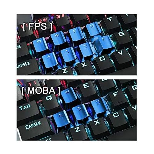  Fitlink FPS & MOBA Gaming Keycaps, Durable Stainless Steel Metal Keycap with Key Puller for Mechanical Keyboard Cherry Mx Switch (WASD+Direction Keys,Blue)