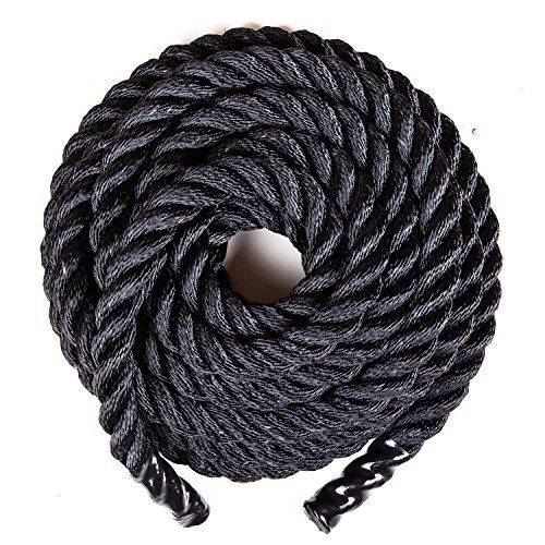  Fitness Solutions Black Training RopesBattle Ropes+Free Access To Online Video (1.5 Thick X 40 Ft Long)+