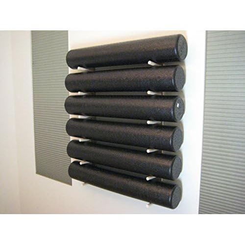  Fitness Storage Foam Roller and Yoga Mat Storage Rack Wall Mount in Sustainable Hardwood (36 6-Space) (1 Set)