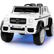 JOYLDIAS Kids Ride On Cars, Licensed Mercedes-Benz Maybach G650S, 12V7AH Battery Powered Toy Electric Car for Kids with 2.4G Remote Control, 2 Motors, 3 Speeds, Lock, Music, Horn, LED Lights, White