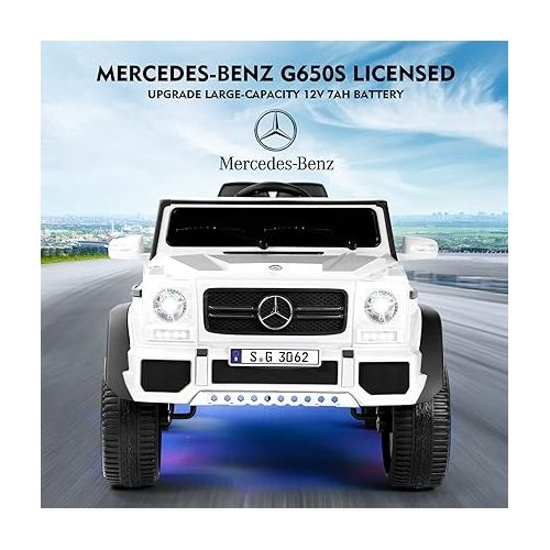  JOYLDIAS Kids Ride On Cars, Licensed Mercedes-Benz Maybach G650S, 12V7AH Battery Powered Toy Electric Car for Kids with 2.4G Remote Control, 2 Motors, 3 Speeds, Lock, Music, Horn, LED Lights, White