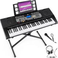 MUSTAR Piano Keyboard, 61 Key Keyboard Piano Electric Piano with Stand, Touch Sensitive Keyboards Piano 61 Key for Beginners, Headphones, Microphone, MP3/USB/LCD Screen, Holiday Birthday Gifts