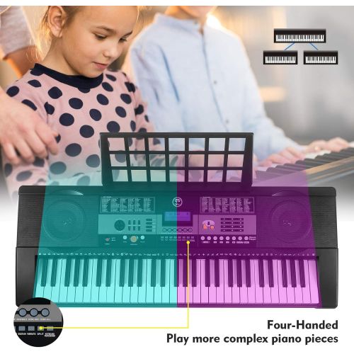  [아마존베스트]Fitnessclub 61 Touch Sensitive Keys Portable Electronic Keyboard Piano For Beginner, Music Keyboard kit with Headphones, Microphone, Piano Stand and Stool,Full Size Keys/LCD Screen for Kids,Ad