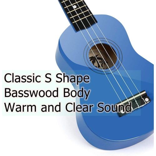  [아마존베스트]Fitnessclub Soprano Basswood Ukulele 21inch Starter Kit for Beginner with Gig Bag, Clip-on Tuner, Kids Ukulele Uke Hawaii Mini Guitar for Kids Adults and Beginners