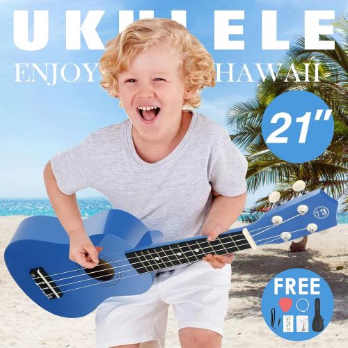  [아마존베스트]Fitnessclub Soprano Basswood Ukulele 21inch Starter Kit for Beginner with Gig Bag, Clip-on Tuner, Kids Ukulele Uke Hawaii Mini Guitar for Kids Adults and Beginners