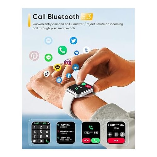  Fitpolo Smart Watch for Men Women with Bluetooth Call, Alexa Built-in 1.8