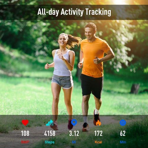  Fitpolo fitpolo Fitness Sportuhr Uhr mit Pulsmesser- Wasserdichter Fitness Armband, Fitness Tracker Smartwatch Aktivitatstracker Schlafmonitor, Schrittzahler Smart Uhr fuer Damen Herren iPh