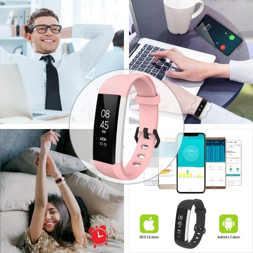  Fitpolo fitpolo Fitness Sportuhr Uhr mit Pulsmesser- Wasserdichter Fitness Armband, Fitness Tracker Smartwatch Aktivitatstracker Schlafmonitor, Schrittzahler Smart Uhr fuer Damen Herren iPh