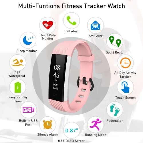  Fitpolo fitpolo Fitness Sportuhr Uhr mit Pulsmesser- Wasserdichter Fitness Armband, Fitness Tracker Smartwatch Aktivitatstracker Schlafmonitor, Schrittzahler Smart Uhr fuer Damen Herren iPh