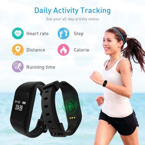  Fitpolo Fitness Armband fitpolo, Wasserdicht IP67 Fitness Tracker, Schrittzahler, Pulsuhren, Kalorienzahler, Schlaf Monitor, Smart Armbanduhr fuer Kinder, Damen und Herren.