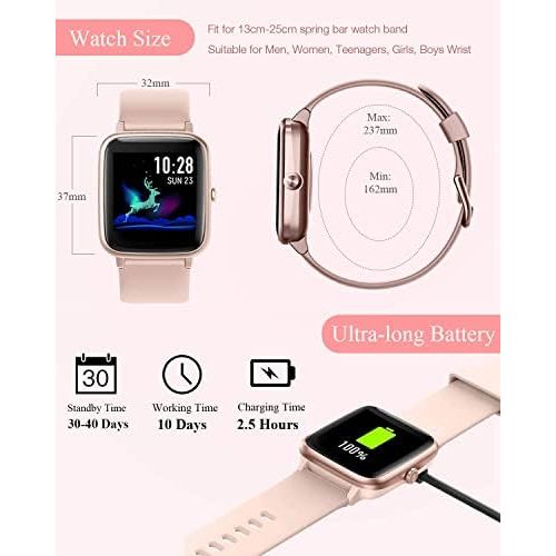  [아마존베스트]Fitpolo Smart Watch, Womens Mens Smart Watch with Heart Rate Monitor, 1.55 Inch Colour Display, Step and Sleep Tracking, Calorie Counter, Waterproof Fitness Bracelet, Fitness Watch for And
