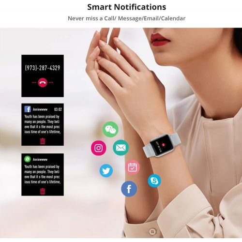  [아마존베스트]Fitpolo Smartwatch, Fitness Wristband, Full Touchscreen, 5 ATM Waterproof, Womens/Mens Smartwatch for Android/iOS, Fitness Watch with Heart Rate Monitor, Sleep Monitor, Stopwatch, Music Co