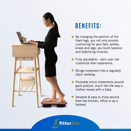  Fitterfirst Active Office Board - Anti-Fatigue Mat Alternative - Fully Adjustable Balance Board for Standing Desk