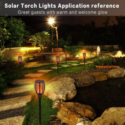  Fitybow Solar Lights Waterproof Flickering Flames Torches Lights Outdoor Solar Torch Lights Landscape Decoration Lighting Dusk to Dawn Auto On/Off Security Path Lights for Garden P