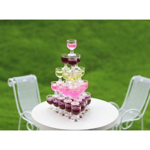  Fityle 30 Pieces Miniature Wine Glasses Champagne Cup for 1/12 Dolls House Accessories Kitchen Garden Decor