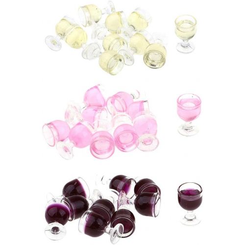  Fityle 30 Pieces Miniature Wine Glasses Champagne Cup for 1/12 Dolls House Accessories Kitchen Garden Decor