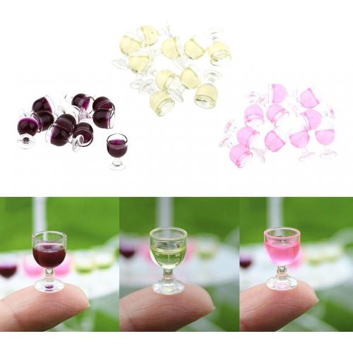  Fityle 30 Pieces Miniature Wine Glasses Champagne Cup for 1/12 Dolls House Accessories Kitchen Garden Decor