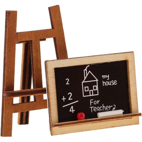  Fityle 1/12 Miniature Chalkboard & Chalk, Eraser Set with Stand Dollhouse Schoolhouse Accessories