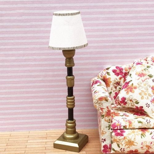  Fityle 2Pcs Modern Design Mini Floor Lamp Light Model with White Light Cover for 1/12 Scale Dollhouse Accessory