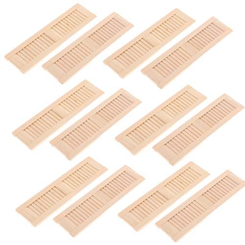  Fityle 6 Pairs Handmade 1/12 Dollhouse Furniture Wooden Shutters Blind Window DIY Accessories Hands-On Toy