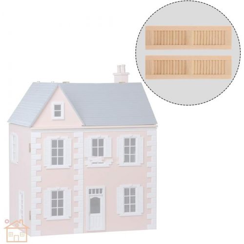  Fityle 6 Pairs Handmade 1/12 Dollhouse Furniture Wooden Shutters Blind Window DIY Accessories Hands-On Toy