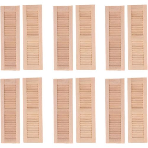  Fityle 6 Pairs Handmade 1/12 Dollhouse Furniture Wooden Shutters Blind Window DIY Accessories Hands-On Toy