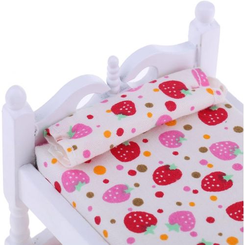  Fityle White 1/12 Scale Dollhouse Furniture Children Nursery Bedroom Bunk Bed Cradle Rocking Horse Set