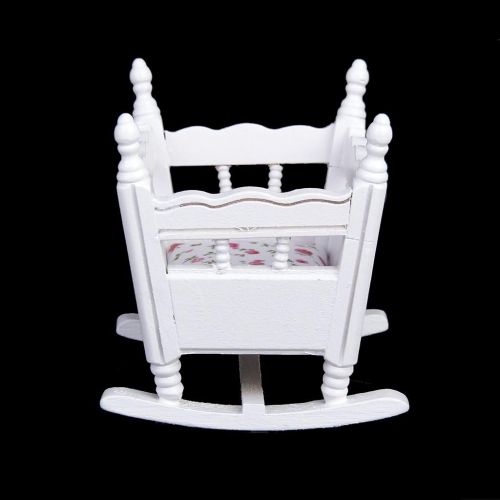  Fityle White 1/12 Scale Dollhouse Furniture Children Nursery Bedroom Bunk Bed Cradle Rocking Horse Set