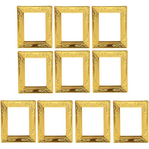  Fityle 1/12 Scale Gold Photo Frame Rahmen Dollhouse Miniature Rooms Wall Decoration, Pack of 10