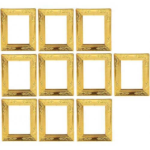  Fityle 1/12 Scale Gold Photo Frame Rahmen Dollhouse Miniature Rooms Wall Decoration, Pack of 10