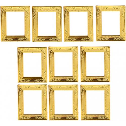  Fityle 1/12 Scale Gold Photo Frame Rahmen Dollhouse Miniature Rooms Wall Decoration, Pack of 10