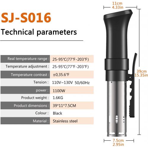  Fityou Sous Vide Cooker 1100W, Thermal Immersion Circulator with Recipe and Adjustable Clamp, Sous Vide Heater with Accurate Temperature & Digital Timer, Ultra Quiet Stainless Stee