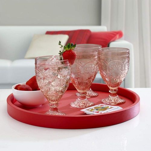  [아마존베스트]Fitz and Floyd Trestle Glassware Ornate Goblets, Set of 4, Blush