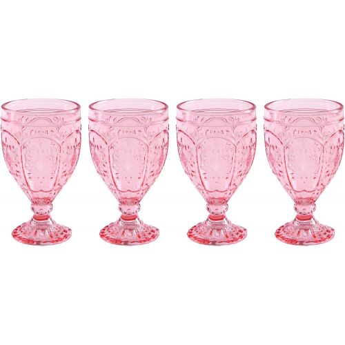  [아마존베스트]Fitz and Floyd Trestle Glassware Ornate Goblets, Set of 4, Blush