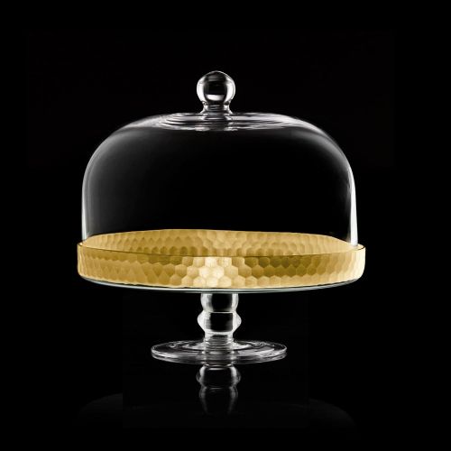  Fitz and Floyd 212705-PDCP Daphne Cake Plate with Dome Gold