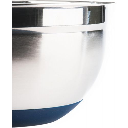  Fitzroy and Fox Non-Slip Stainless Steel Mixing Bowls with Lids, Set of 3, Blue