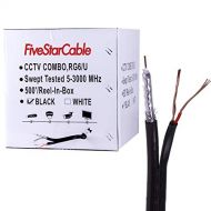 Five Star Cable RG6/U Siamese 500 ft. Coaxial CCTV Cable ETL Litsted - Combo RG6/U + 18AWG/2 Power