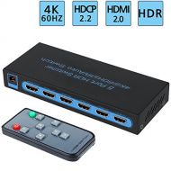 [아마존핫딜]4K@60Hz Switch HDMI Schalter mit Fernbedienung,FiveHome 5 Eingange und 1 Ausgang,unterstuetzt hoechste Aufloesung bis 4Kx2K@60Hz,HDR, HDCP 2.2, FullHD/3D, 1080P, DTS/Dolby