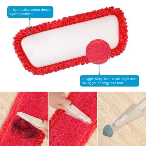  Fixget Spray Mop, Mikrofaser Boden Mop Wasser spruehen Reiniger Flat Mop mit 2 kostenlos Wiederverwendbare Pads mit nachfuellbaren Flasche fuer Marmor, Hartholz, Fliesen, Laminat oder