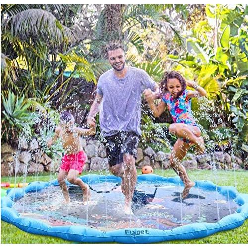  Fixget Sprinkle Pad, Newest Water Play Sprinkler for Kids, Inflatable Outdoor Water Toys Sprinkle Play Mat for Children