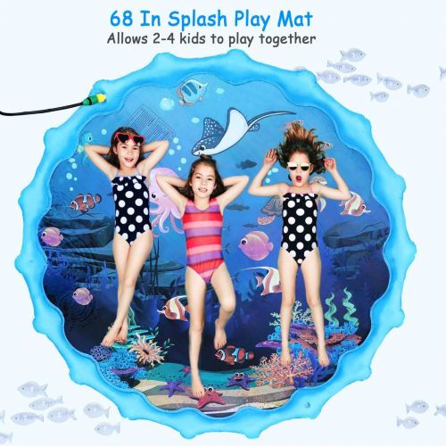  Fixget Sprinkle Pad, Newest Water Play Sprinkler for Kids, Inflatable Outdoor Water Toys Sprinkle Play Mat for Children