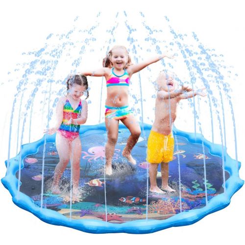  Fixget Sprinkle Pad, Newest Water Play Sprinkler for Kids, Inflatable Outdoor Water Toys Sprinkle Play Mat for Children