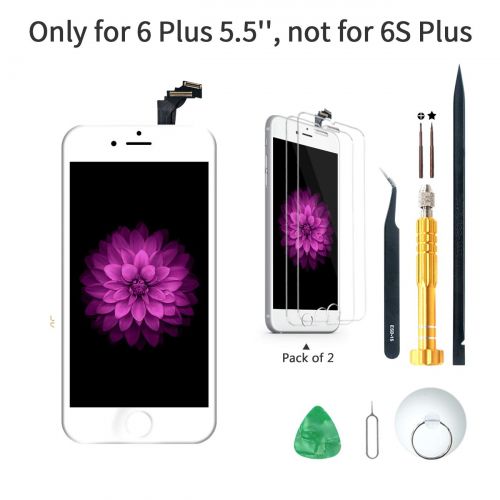  Fixphone Smart Screen Replacement Compatible with iPhone 6 Plus, in White 5.5 with Tools, Manual, Glass Protectors, LCD Repair Kit Display Full Front Touch Screen Digitizer Frame Assembly(White)