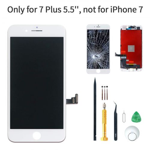  Fixphone Smart Screen Replacement Compatible with iPhone 7 Plus, in White 5.5 with Tools, Manual, Glass Protectors, LCD Repair Kit Display Full Front Touch Screen Digitizer Frame Assembly(White)