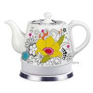 FixtureDisplays Teapot, Ceramic, Teamaker, Large Yellow Flower 12039