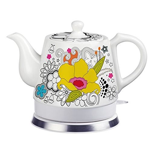  FixtureDisplays Teapot, Ceramic, Teamaker, Large Yellow Flower 12039