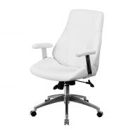 Flаsh Furniturе Office Home Furniture Premium Mid-Back White Leather Executive Swivel Chair with Arms